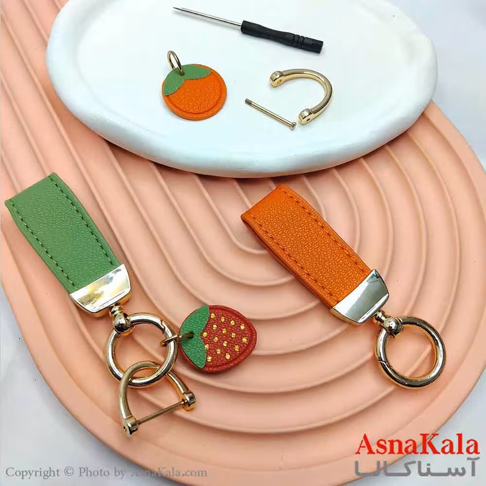 جاکلیدی مدل چرمی توت فرنگی کد HAIR13985W