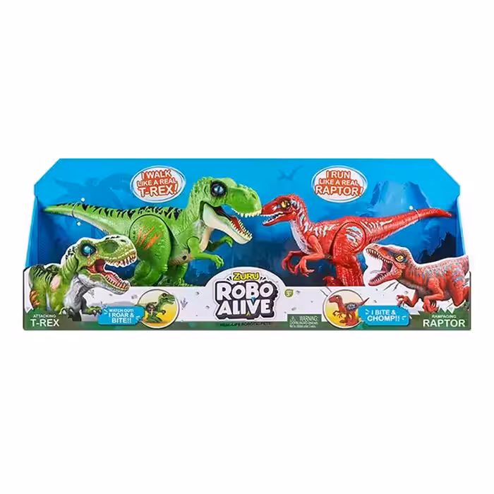 دایناسور رباتیک دو عددی Robo Alive مدل Raptor And T-Rex