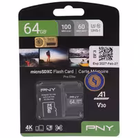 رم میکرو 64 گیگ پی ان وای PNY Pro Elite A1 V30 U3 C10 100MB/s   خشاب