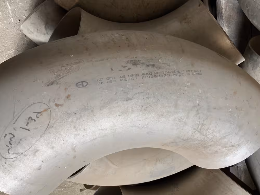 زانو 12 اینچ  90 درجه رده 10 درزریموو از جنس  A 815 / WP 304 304L