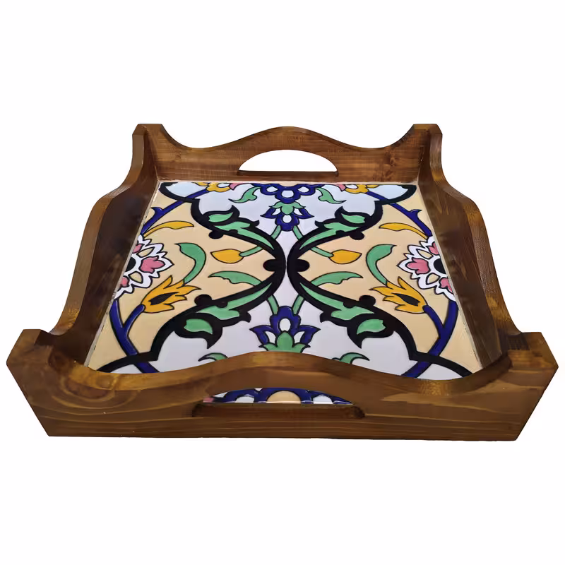 سینی چوبی طرح کاشی