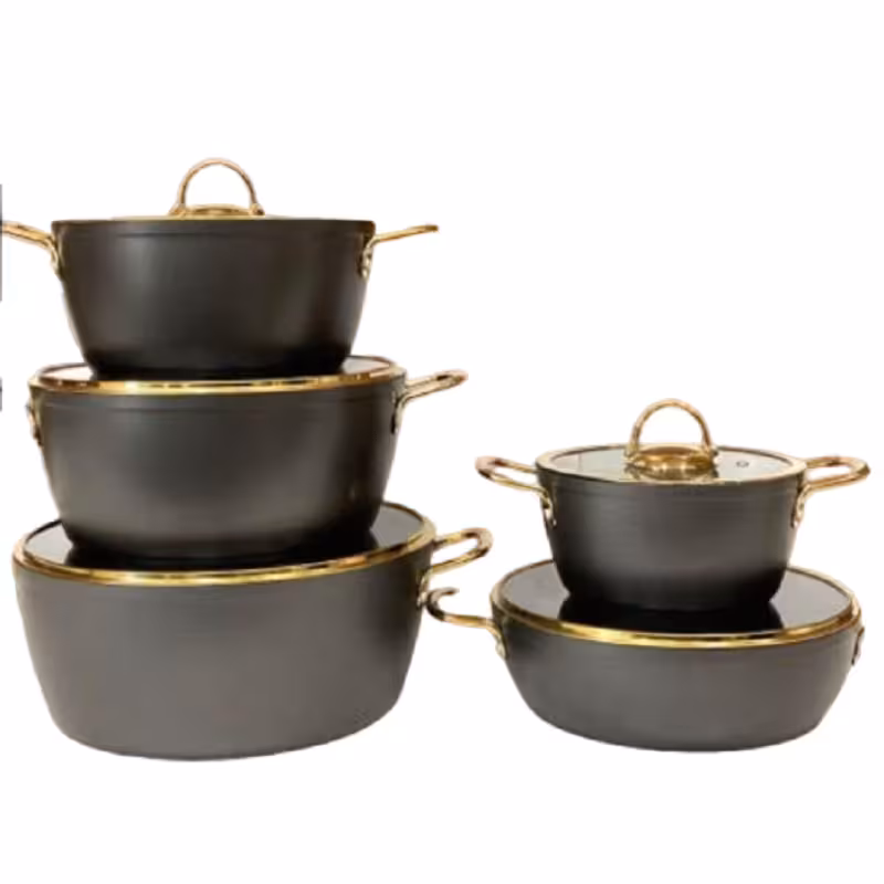 سرویس قابلمه چدن یونیک 10 پارچه بدنه طوسی مدل UN-8333