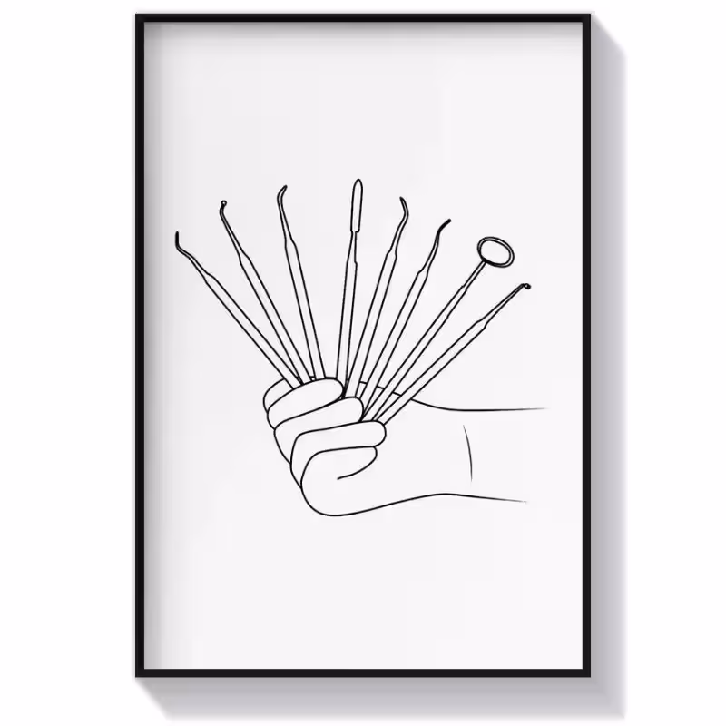 تابلو دکوراتیو طرح ابزارهای دندانپزشکی