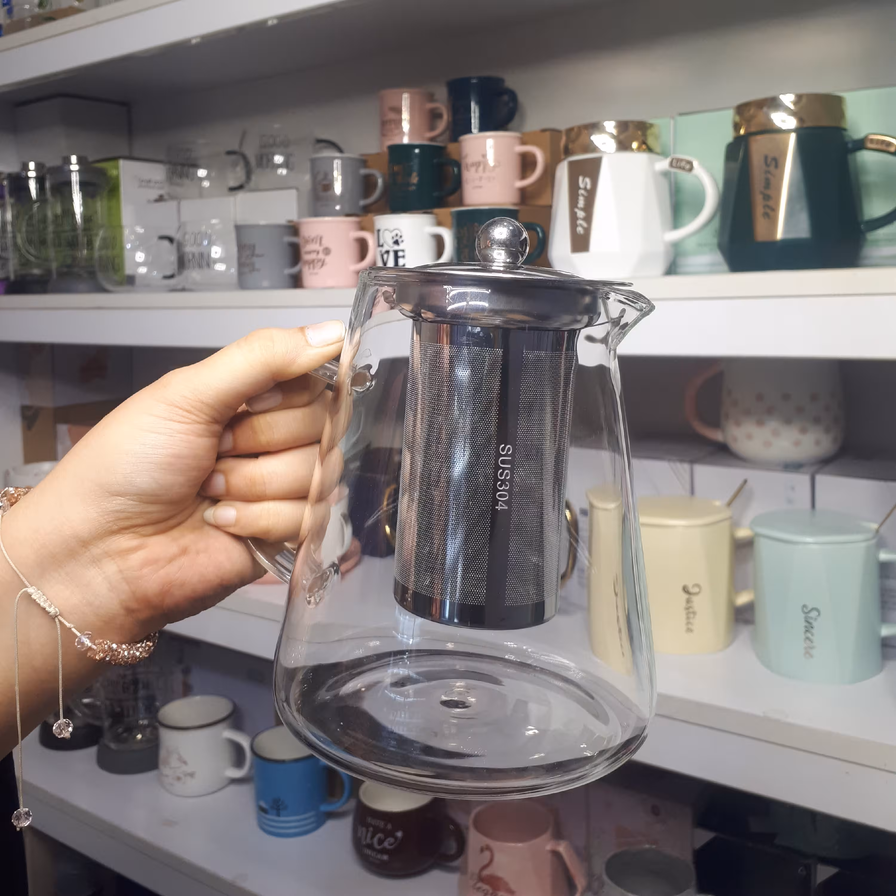 قوری پیرکس اصل  شعله مستقیم توری استیل 304