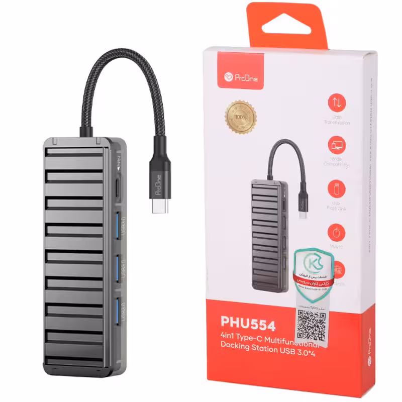 هاب 4 پورت تایپ سی به USB3.0 پرووان مدل PHU554