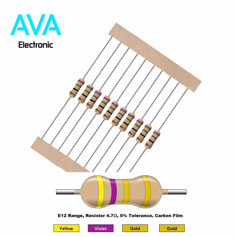مقاومت 4٫7 اهم 0٫25 وات 5 درصد بسته 50 تایی