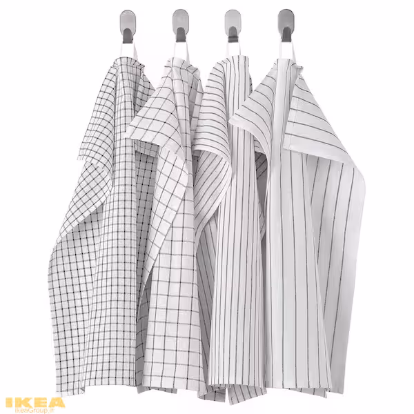 دستمال آشپزخانه 4 عددی طرح دار خاکستری مدل RINNIG | برند ایکیا | ارسال 15 الی 20 روز کاری