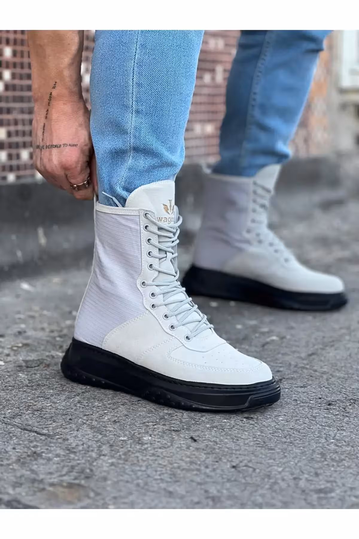 چکمههای بند بلند جیر زغالی Wg012 – 2188