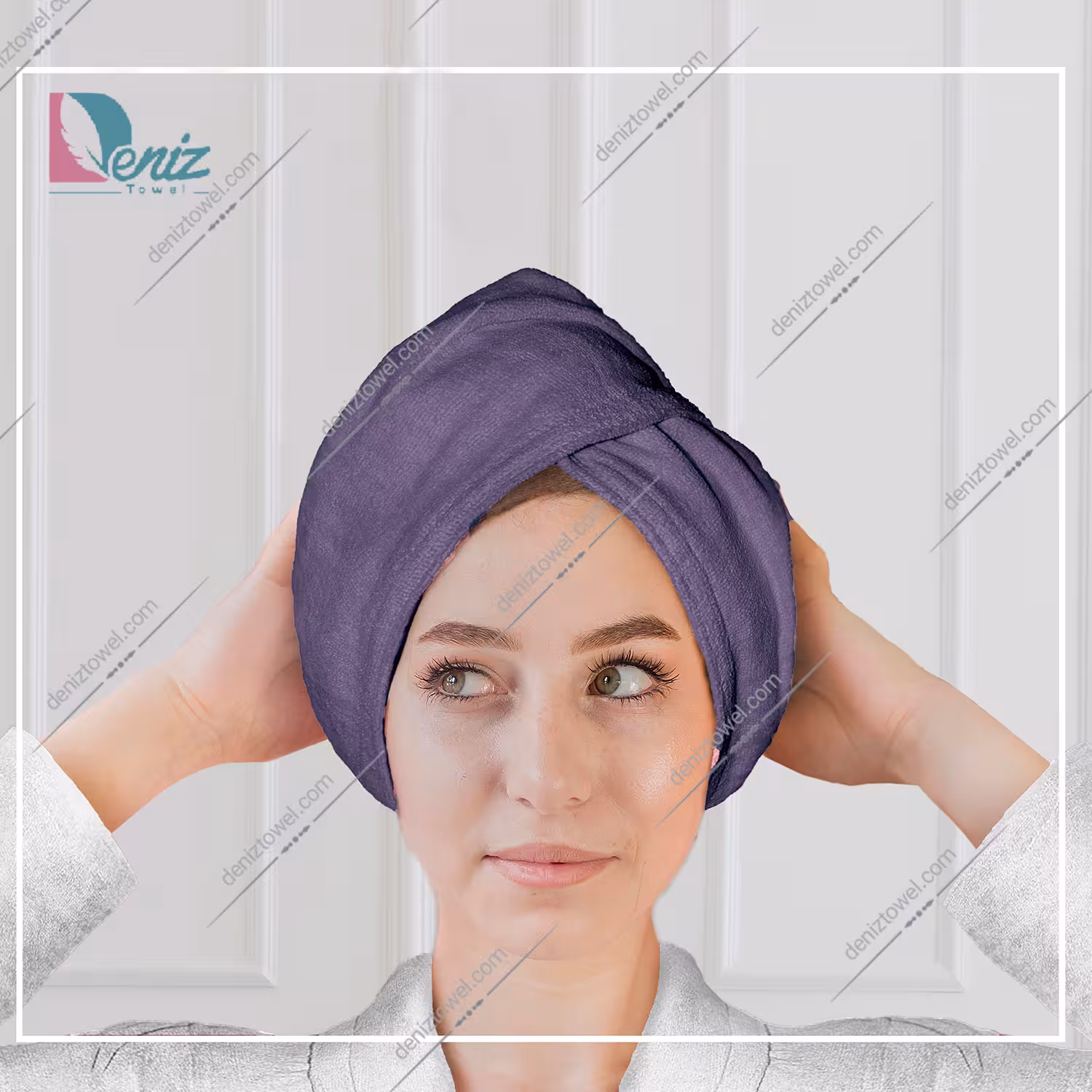 حوله سر طرح ساده مدل کلاه پیچ رنگ بنفش تیره