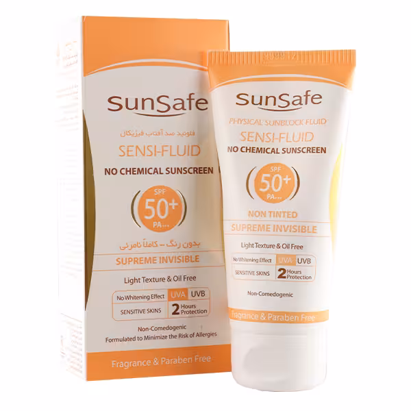 فلوئید ضد آفتاب فیزیکال سان سیف مناسب پوست ‌های حساس SPF50