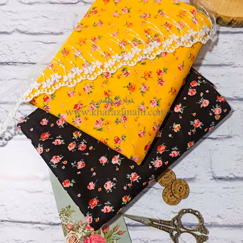 پارچه کتان نخ فیلور عرض90 طرح شکوفه گیلاس کد 238