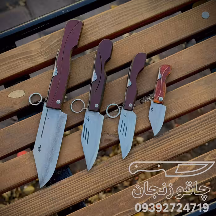 چاقو بوکانی تیغه ضد زنگ ضامن نارنجکی 4 عددی