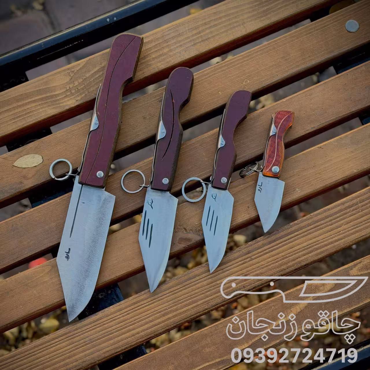 چاقو بوکانی تیغه ضد زنگ ضامن نارنجکی 4 عددی