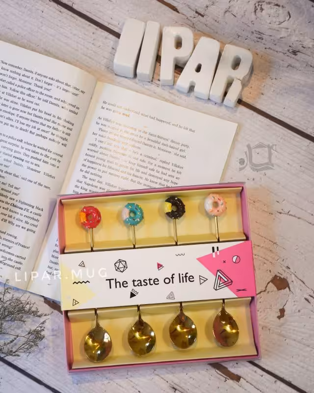 ست قاشق استیل طرح دونات