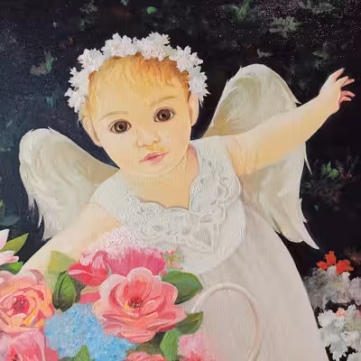 تابلو نقاشی رنگ روغن مدل فرشته کوچک