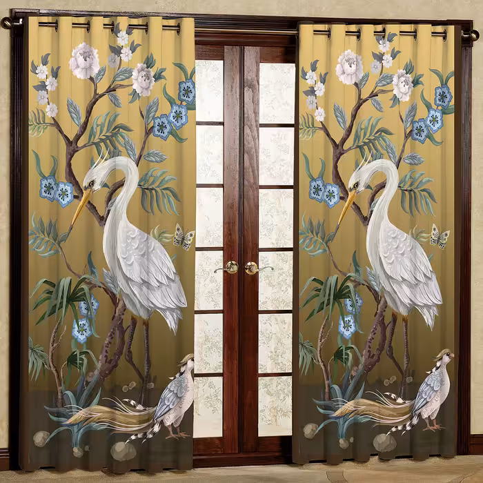 پرده مدل طرح دار پرنده مخمل پانچی کد 2717 سایز 200x140 سانتی متر