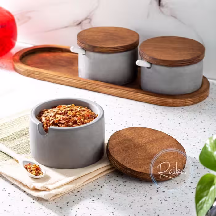 ست جای ادویه 3 پارچه مدل بتنی مدرن