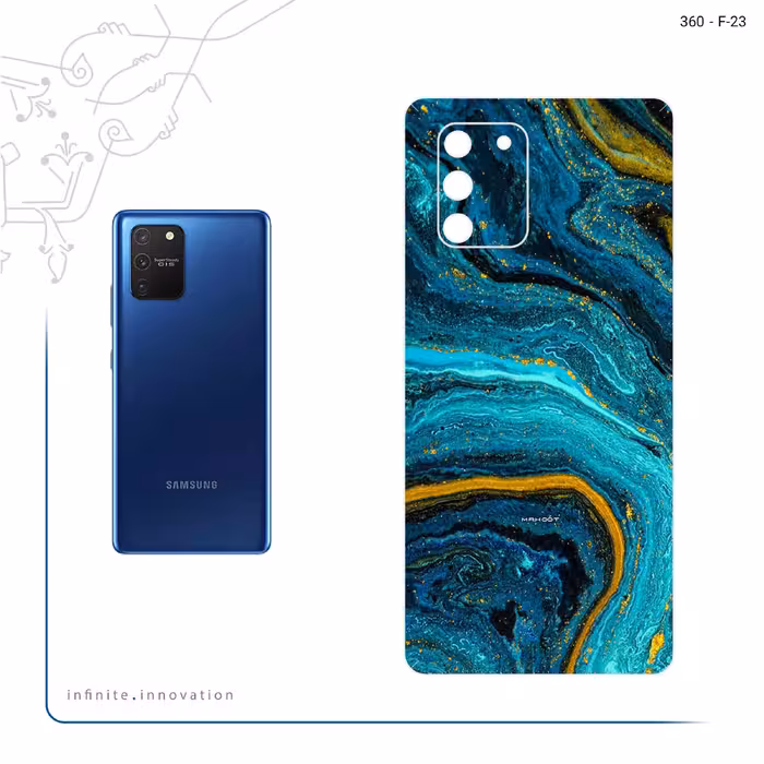 برچسب پوششی ماهوت مدل Turquoise marblewith golden streaks مناسب برای گوشی موبایل سامسونگ Galaxy S10 Lite