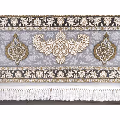 فرش ماشینی زمرد مشهد مدل پرهام زمینه سیلور