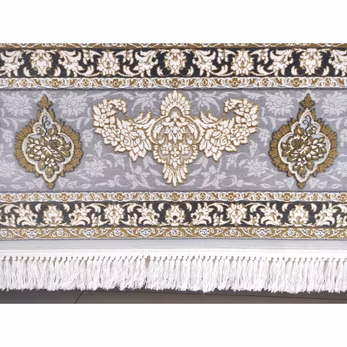 فرش ماشینی زمرد مشهد مدل پرهام زمینه سیلور