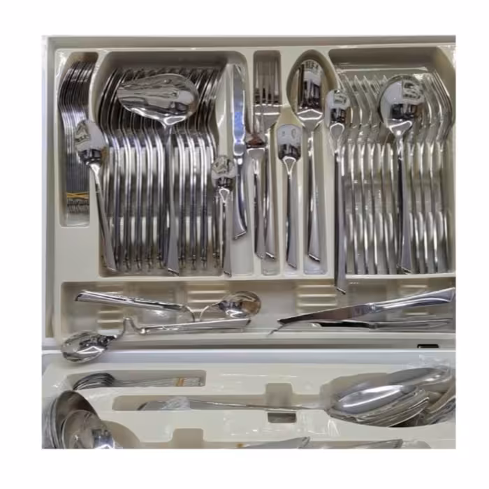 قاشق چنگال 144 پارچه یونیک 24 نفره درجه یک به همراه چمدان استیل نگیر 4 میل ضخیم(هزینه ی ارسال به صورت پس کرایه)