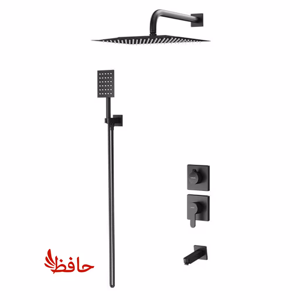 شیر حمام توکار راسان مدل ویوات فلت مشکی کلاس 1