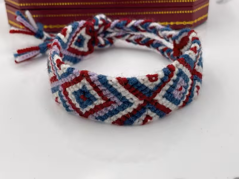 دستبند بافت آبی صورتی و سبز کد t123122