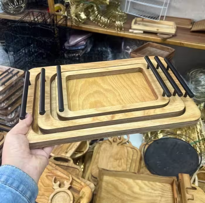 سینی 3سایز دسته فلزی