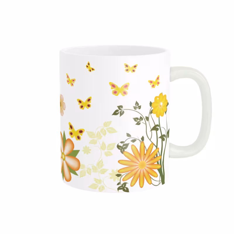 خرید ماگ-لیوان  گل و پروانه کد DKC148