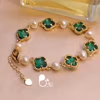 دستبند شبدر کریستالی مرواریدی