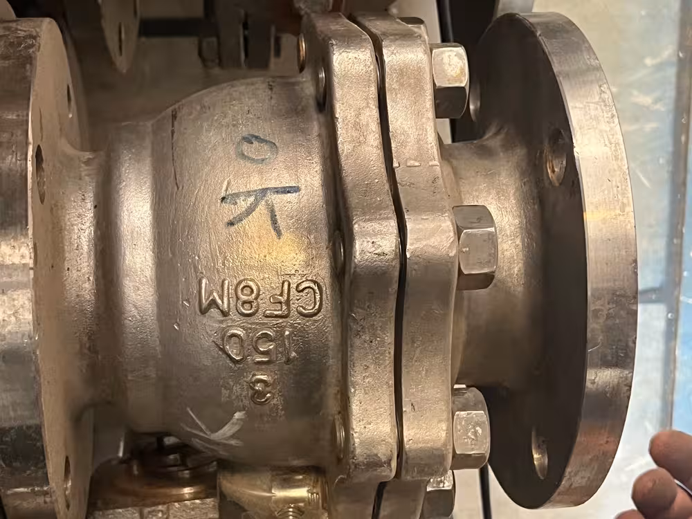 شیر توپی 3 اینچ  دو تیکه ریس فیس کلاس 150 SEAT CF8M STEM CF8M  BALL CF8M  BODY CF8M