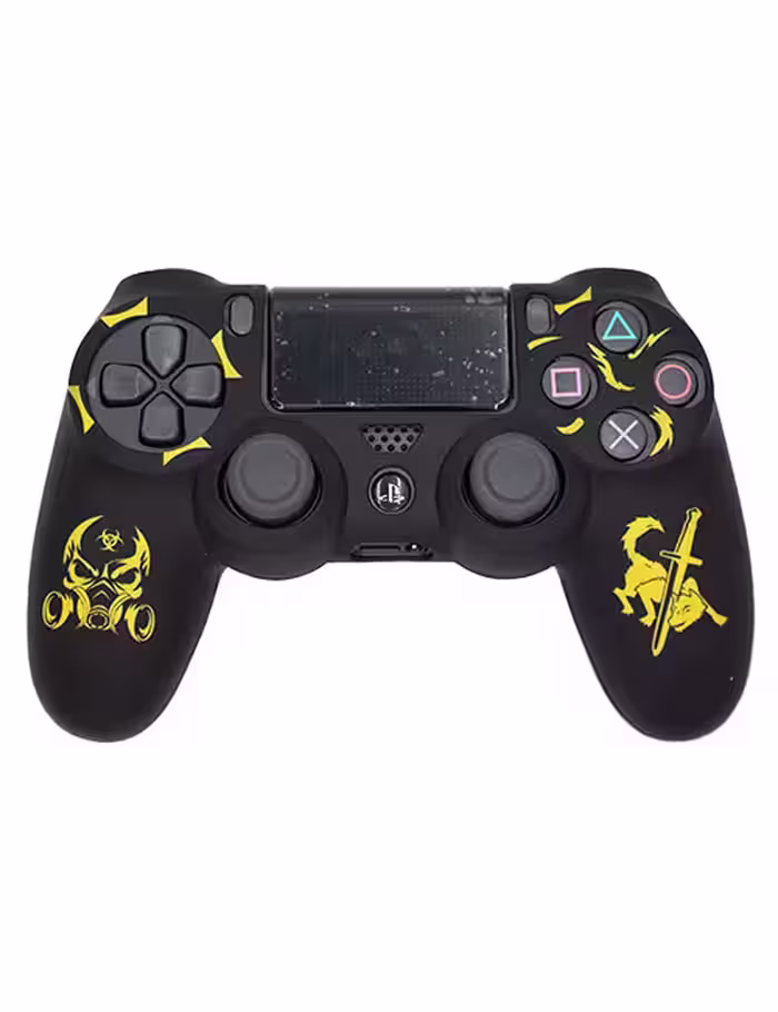 روکش محافظ دسته PS4 لیزری مشکی زرد طرح رزیدنت اویل سیلور داجر