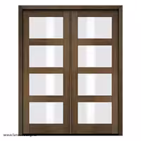 درب اتاق نشیمن دو لنگه چوبی شیشه خور کد 1137