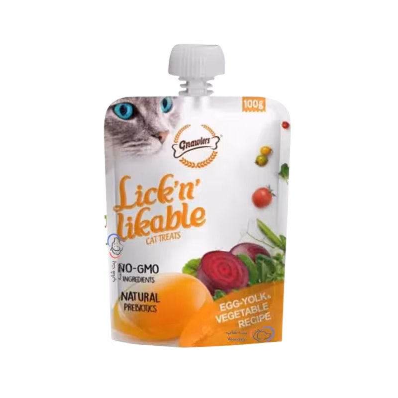 پودینگ گربه بالغ طعم زرده تخم مرغ و سیزیجات برند Gnawlers گناولز وزن 100گرمی