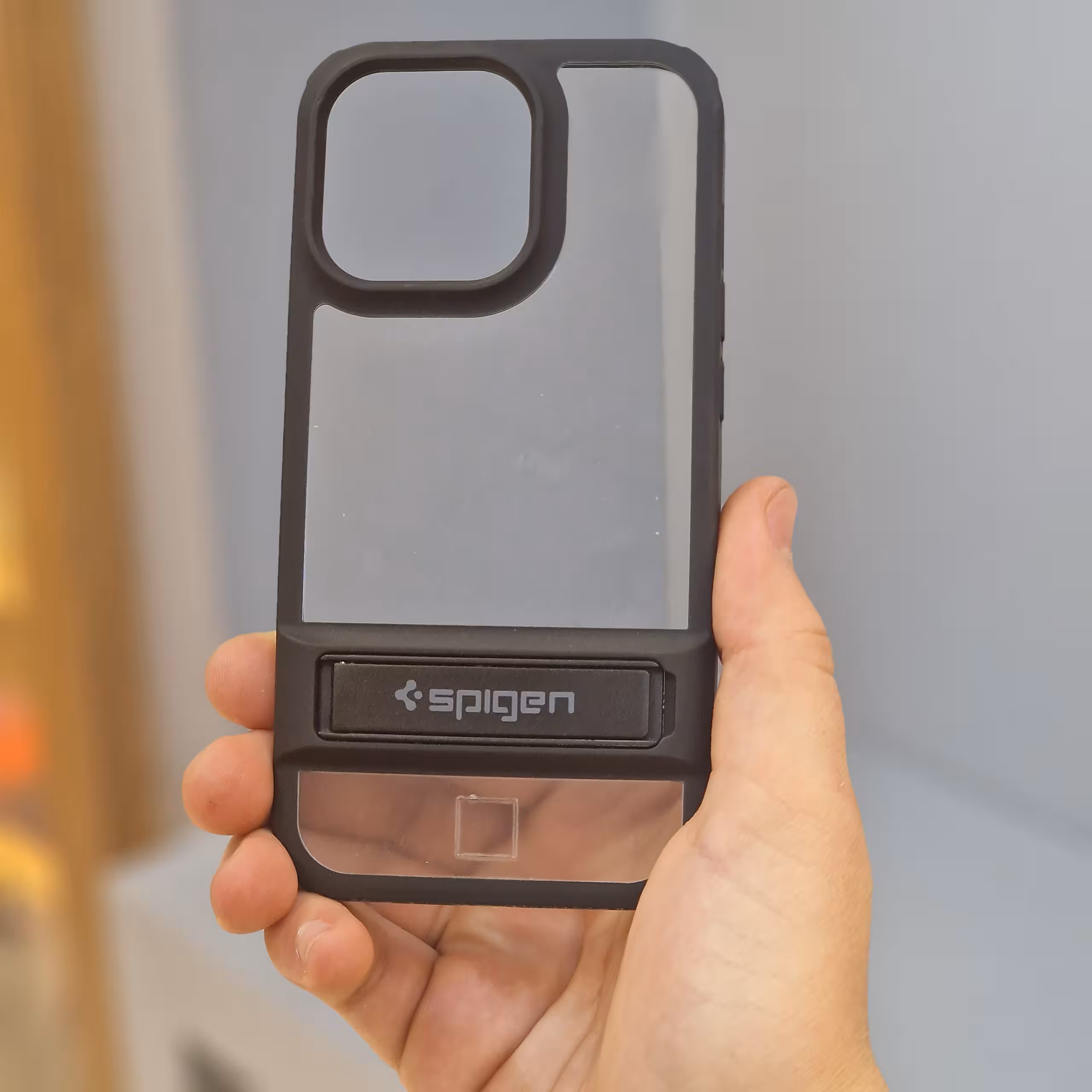 قاب آیفون 13 پرو برند اسپیگن شفاف دور رنگی استند دار