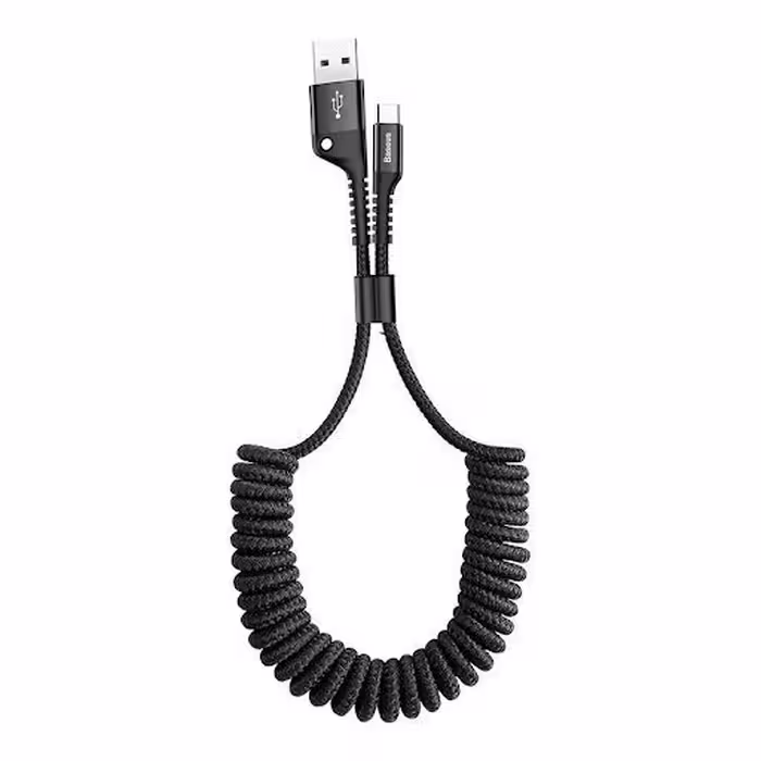 کابل شارژ فنری USB به Type-C باسئوس مدل CATSR-01 طول 1 متر