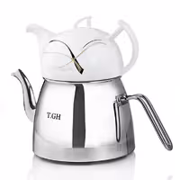 کتری قوری لوله دار قیطاسی 2.5 لیتری مدل 30450 براق کف چدن