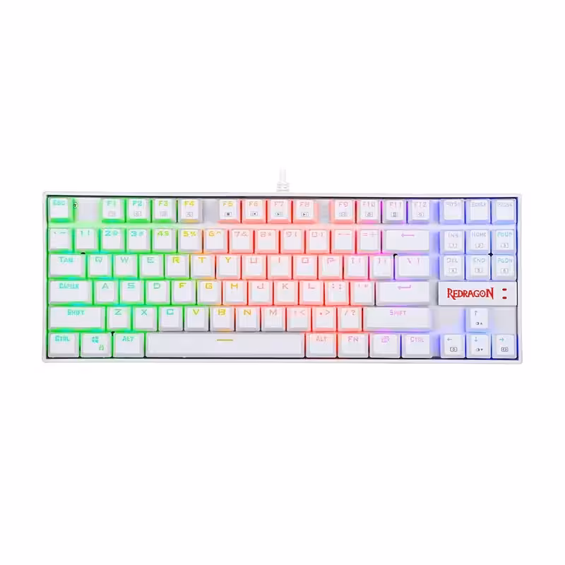 کیبورد مکانیکال گیمینگ سفید سوئیچ ابی ردراگون مدل Redragon K552 Kumara RGB White Blue Suitch