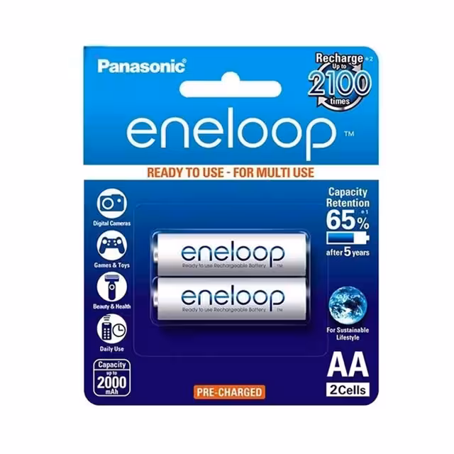 باتری قلمی قابل شارژ پاناسونیک مدل Eneloop بسته 2 عددی