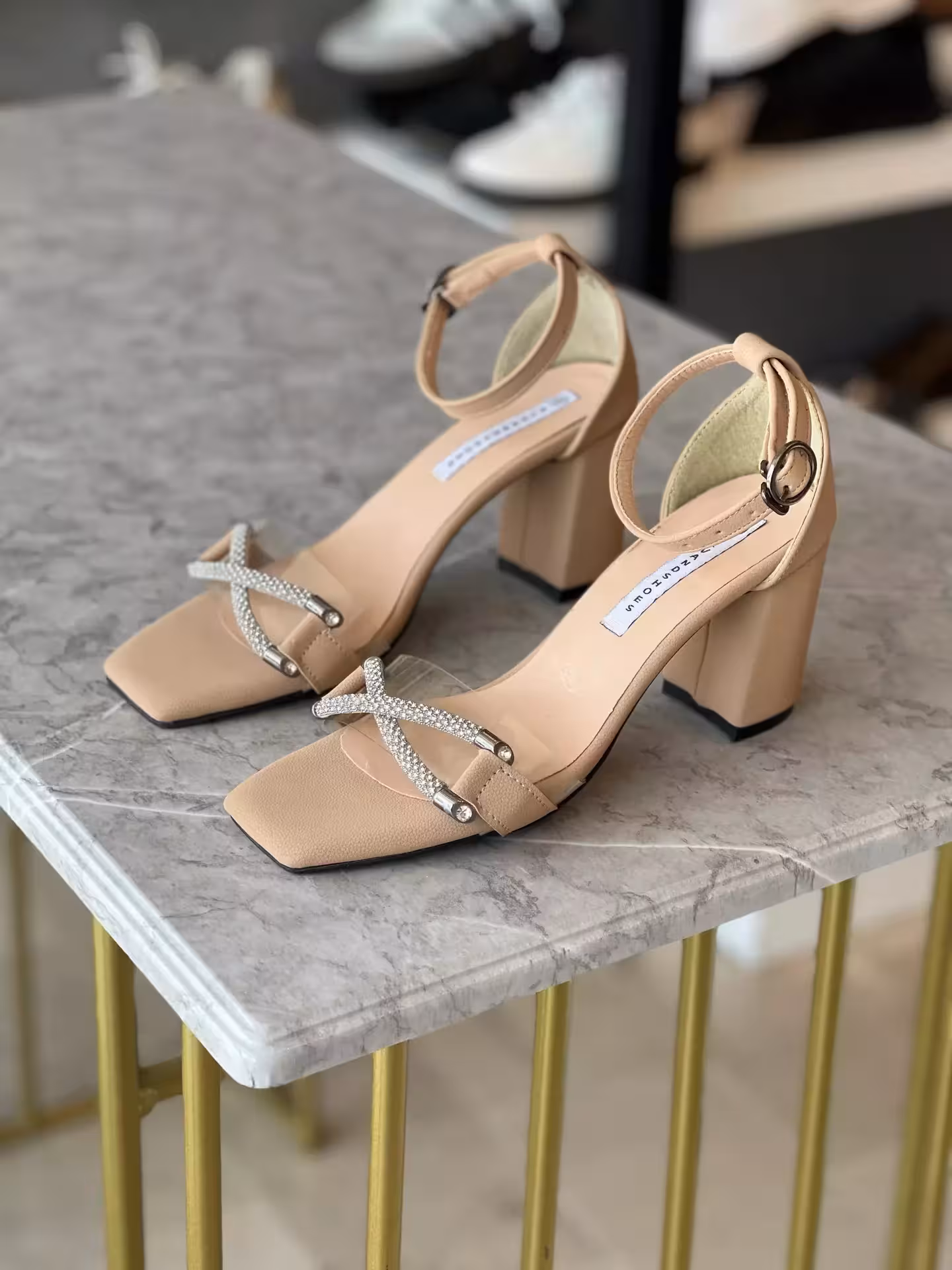 صندل زنانه پاشنه 8 سانت کد SS162 رنگ نسکافه ای سایز 40