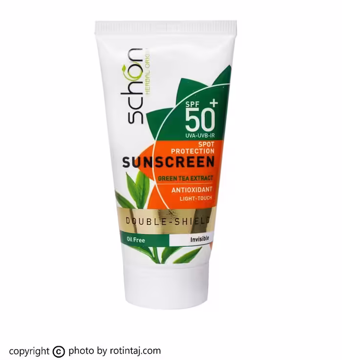 ضد آفتاب دابل شیت رنگی SPF50 چای سبز فاقد چربی شون