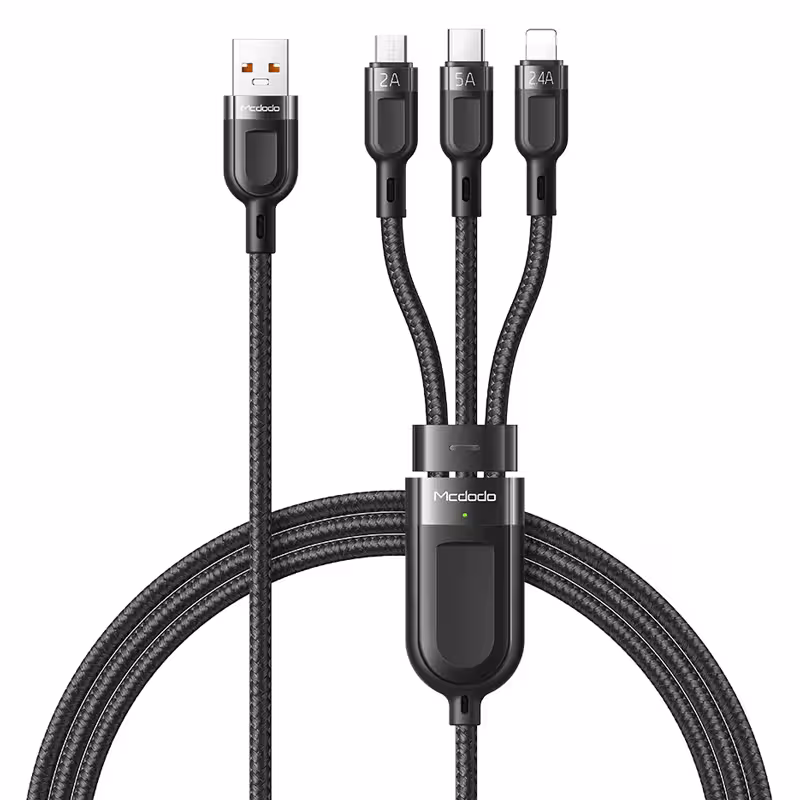 کابل 3 سر تایپ سی، لایتنینگ و میکرو یو اس بی مک دودو سری مدل CA-8790 با طول 120 سانتی متر