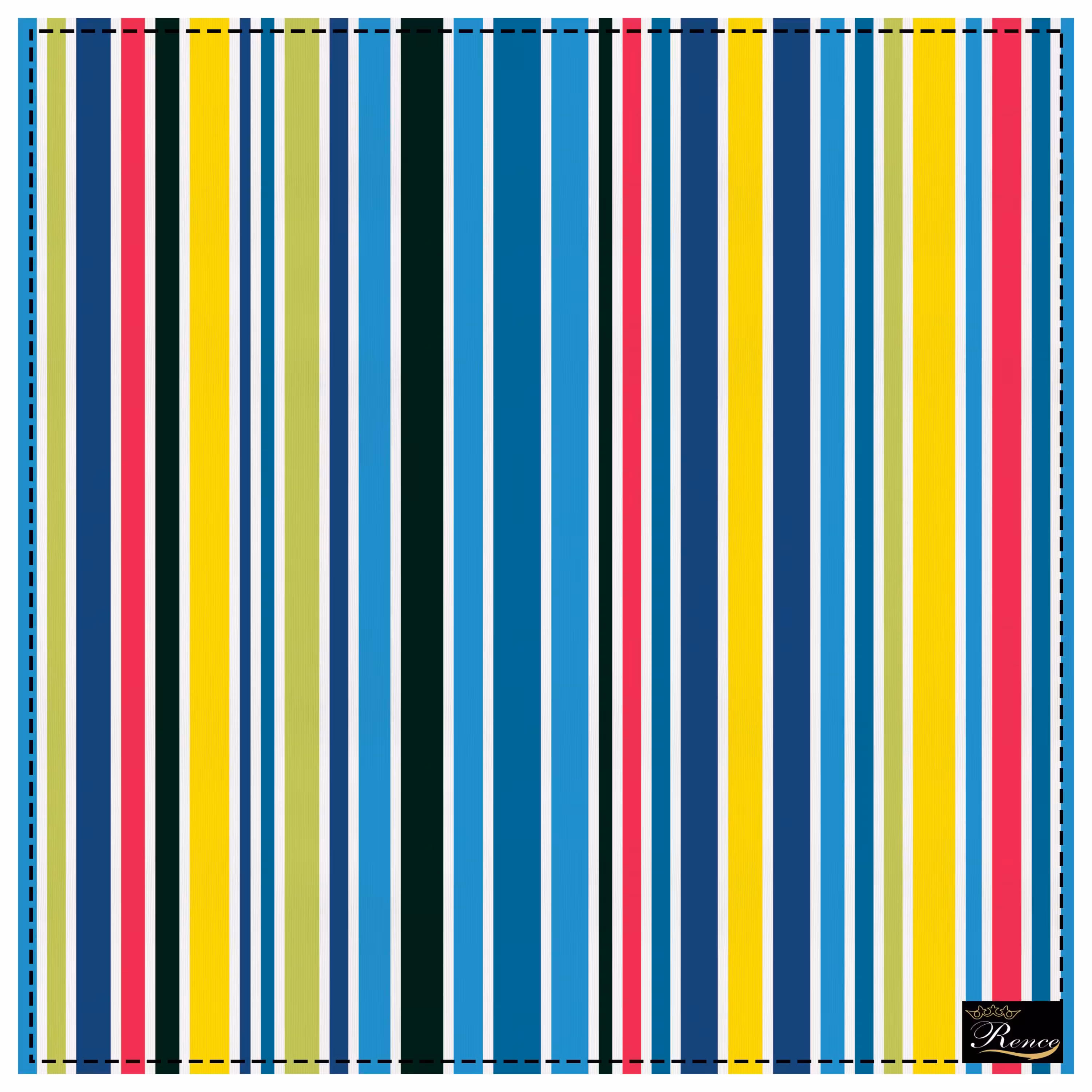 دستمال سر و گردن و پیشانی بند اسکارف طرح راه راه سایز 58 در 58 مدل H1-622 شرکت رنس