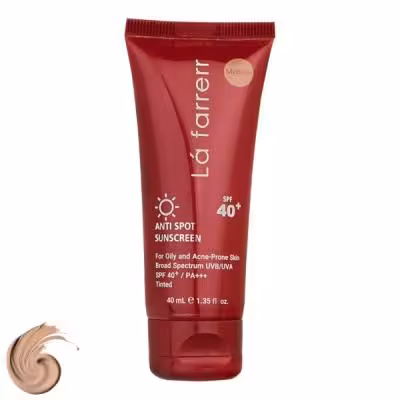 کرم ضد آفتاب و ضدلک رنگی لافارر مدل SPF40-Medium، مناسب پوستهای چرب، حجم 40 میلیلیتر