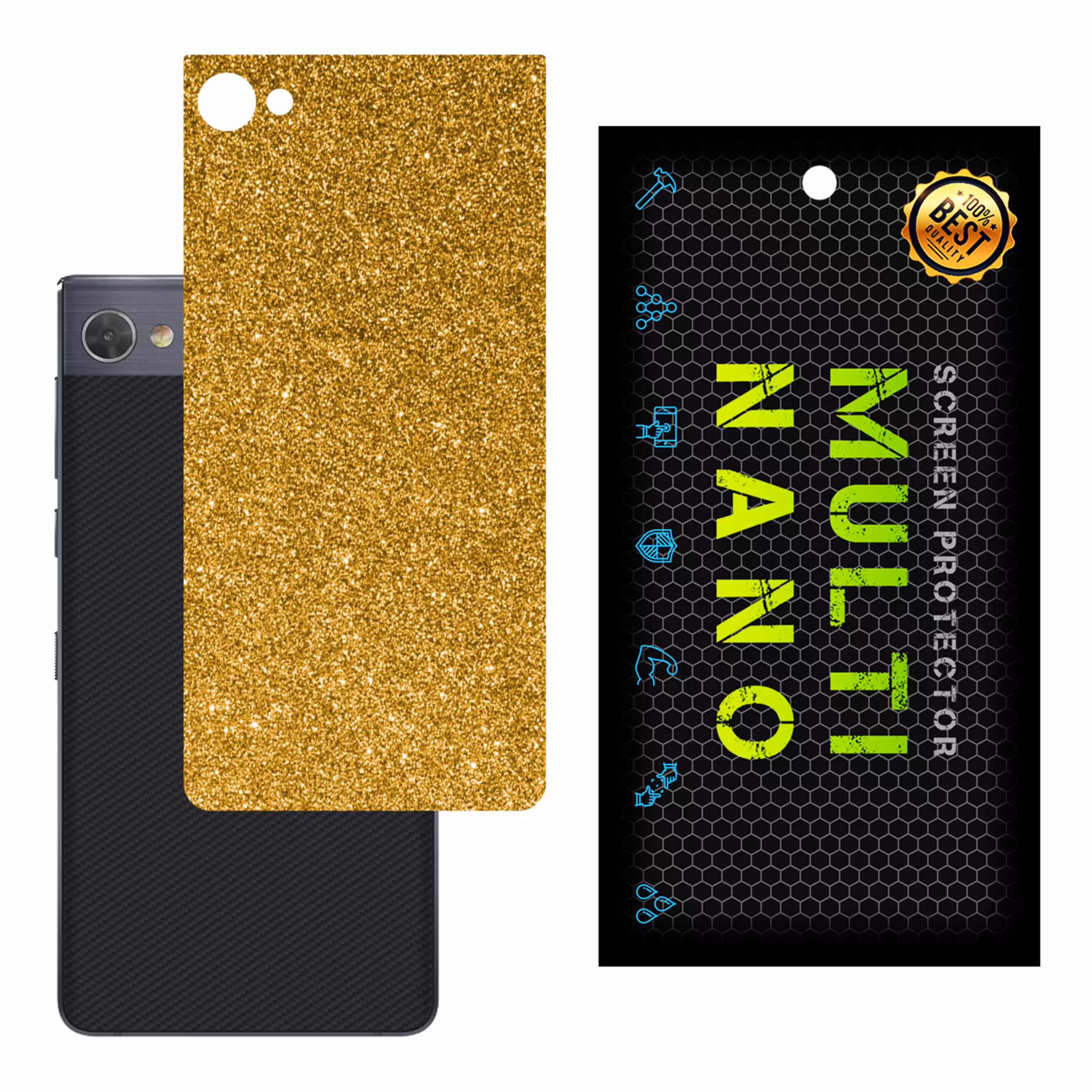 برچسب پوششی MultiNano مدل X-G1F-Gold برای پشت موبایل بلک بری Motion