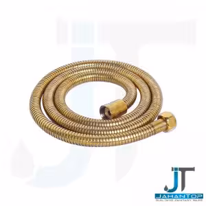 شلنگ دوش فنری ریز بافت مهره برنجی طلایی