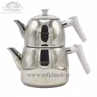 کتری و قوری لوله دار دستی لوکس 803 دسته سفید 2.5 لیتری