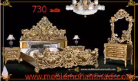 سرویس خواب کد 730چوب راش شامل تخت-قاب آینه-پاتختی-میزآرایش