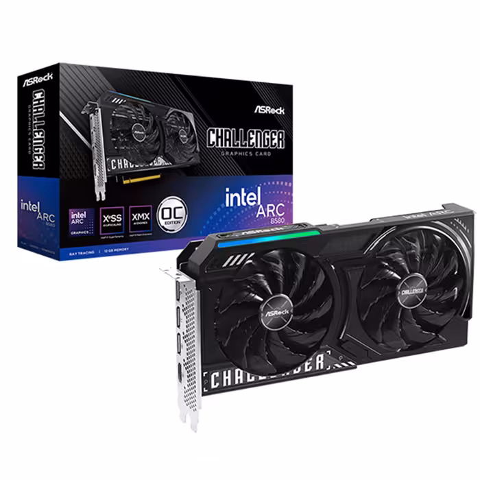 کارت گرافیک  ازراک مدل  Intel Arc B580 Challenger 12GB OC