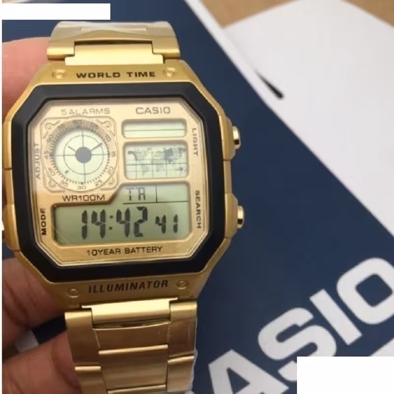 ساعت مچی  کاسیو (طلایی ) - WORLD TIME